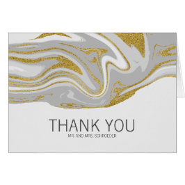 Moderne Marmor und Gold Hochzeit Dankeschön-Karte