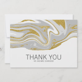 Moderne Marmor und Gold Hochzeit Dankeschön-Karte Dankeskarte