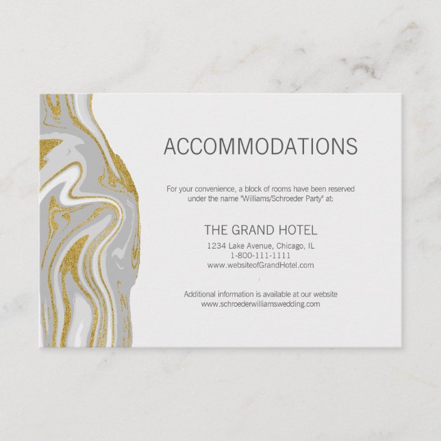 Moderne Marmor- und Gold-Hochzeitskarte Begleitkarte (Vorderseite)