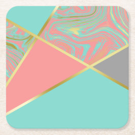 Moderne Marmorpfeifenpastel Gold Rechteckiger Pappuntersetzer