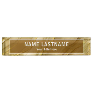 Moderne Marmortafel mit Gold für Unternehmen und B Namensplakette