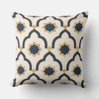 Moderne marokkanische Navy-Gold-Geometrie-Kissen Kissen