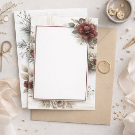 Moderne Maroon Floral Blank Hochzeit Einladung