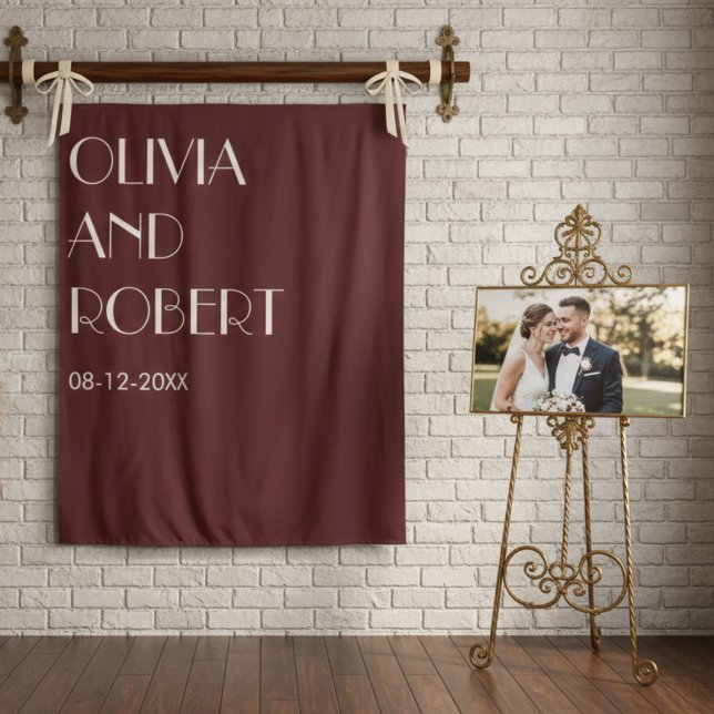 Moderne Maroon in hellrosa ästhetischer Hochzeitss Wandteppich (Von Creator hochgeladen)