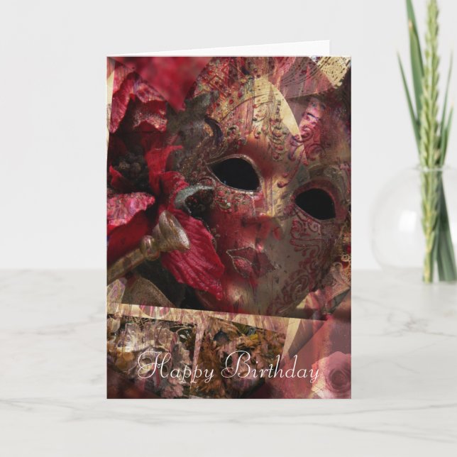 Moderne Masken Birthday Karte (Vorderseite)