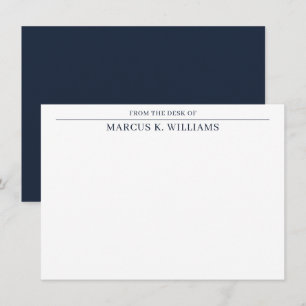 Moderne Maskuline Navy Blue White Mitteilungskarte