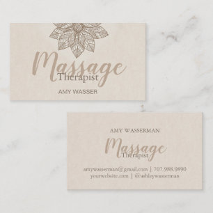 Moderne Massage-Therapeut Schrift Lotusblume Visitenkarte