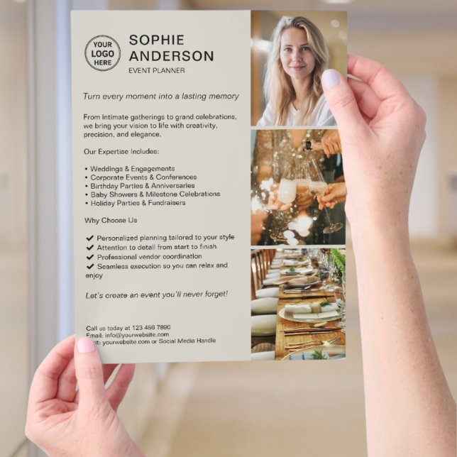 Moderne, maßgeschneiderte Eventwerbung Flyer (Modern Custom Event Planner Promotional Flyer)