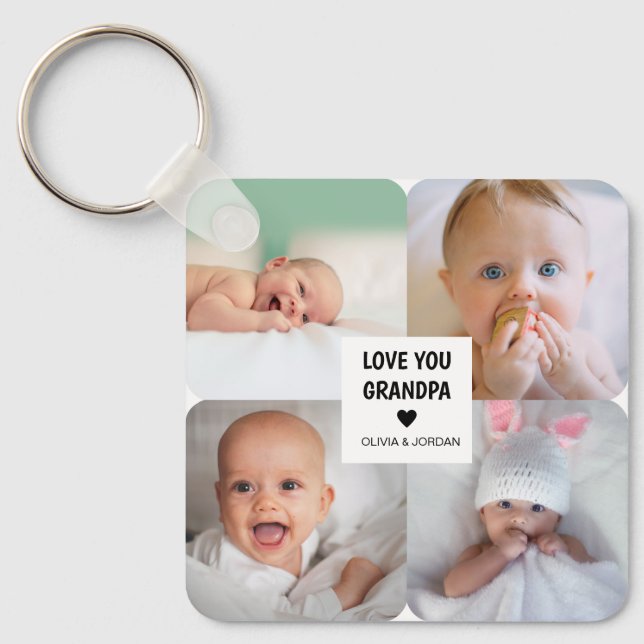 Moderne, maßgeschneiderte Foto Collage Liebe Opa Schlüsselanhänger (Vorderseite)