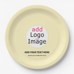 Moderne, maßgeschneiderte Logo-Vanilla Gelbe Farbe Pappteller