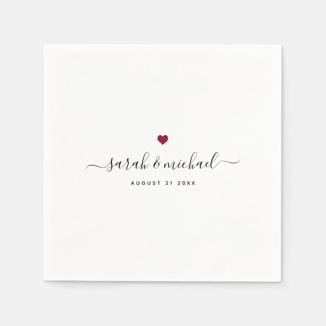 Moderne, maßgeschneiderte Script-Kalligrafie-Hochz Serviette (Vorderseite)