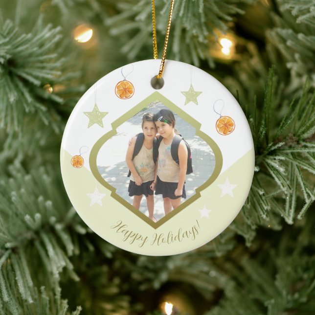 Moderne, maßgeschneiderte Steine und orangefarbene Keramik Ornament (Baum)