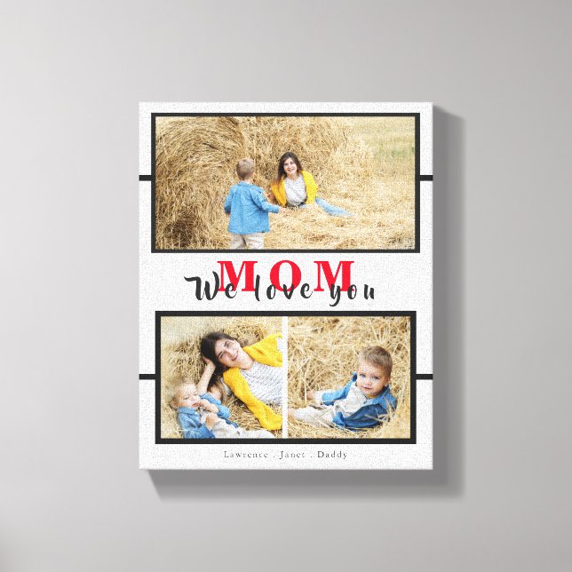 Moderne, maßgeschneiderte weiße Liebe für die Mama Leinwanddruck (Vorderseite)