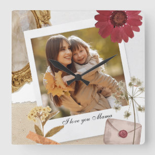 Moderne Maßstäbe in der Liebe Sie Mama Foto Quadratische Wanduhr