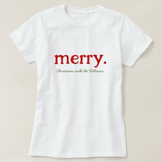 Moderne Matching Family Minimalistisch Frohe Weihn T-Shirt (Design vorne)