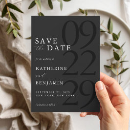 Moderne Matte Schwarz Minimal Wedding Save the Dat Magneteinladung