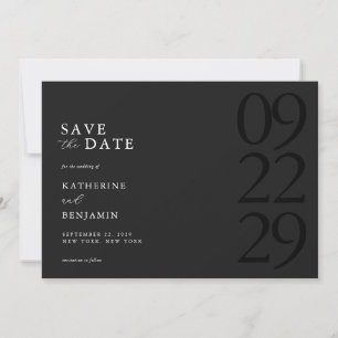 Moderne matte schwarze minimalistische Hochzeit Save The Date