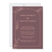 Moderne Mauve und rosa Leaf-Hochzeit