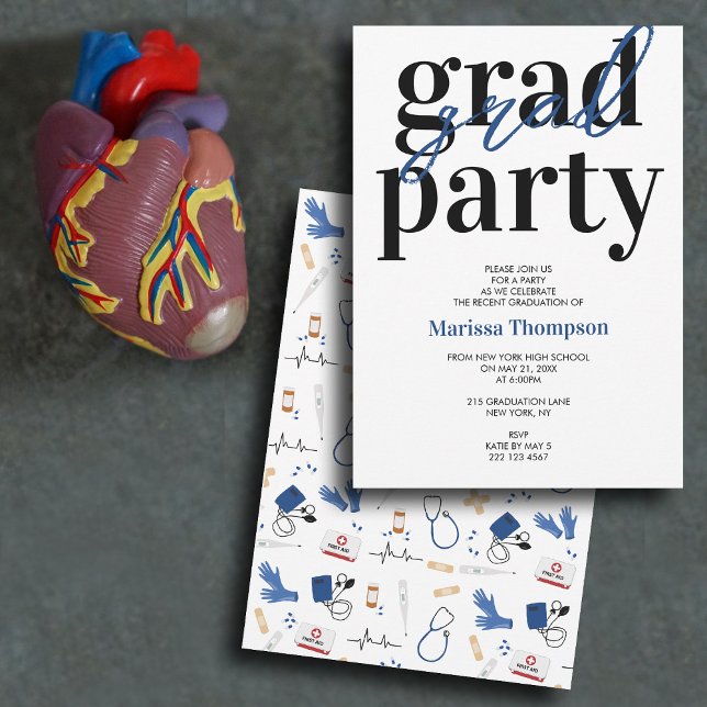 Moderne Medical Doctor Nurse Med Graduation Party Einladung (Modern Medical Doctor Nurse Med Graduation Party Invitation)