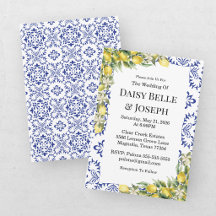 Moderne mediterrane blaue Mosaik-Hochzeit mit Zitr