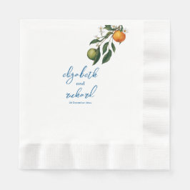 Moderne mediterrane Lemon Blue Tiles Wedding Serviette