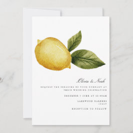 Moderne Mediterrane Lemon Hochzeitskarte Einladung