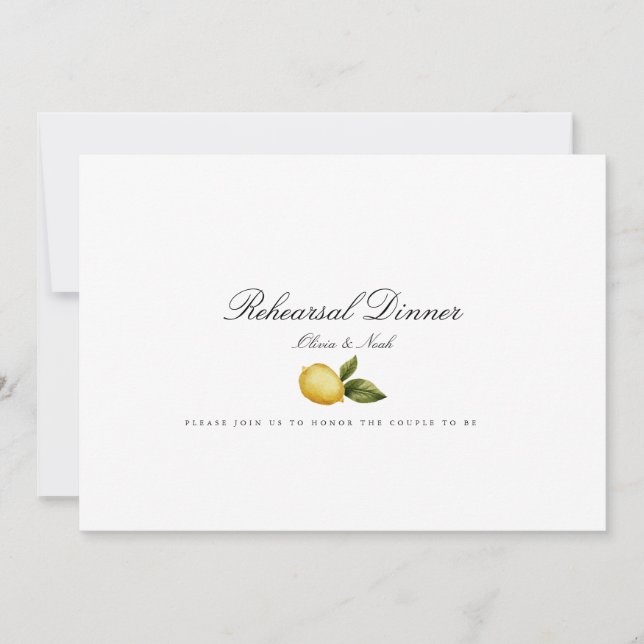 Moderne Mediterrane Lemon Probe Dinner Card Dankeskarte (Vorderseite)