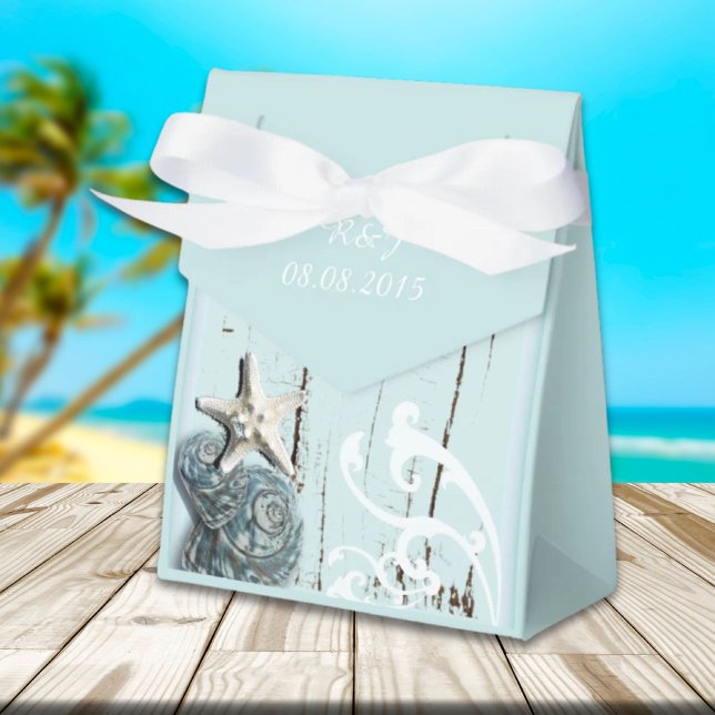 Moderne Meeres-Shells Beach Hochzeit Geschenkschachtel (modern ocean SeaShells Beach Wedding Favor Boxes)