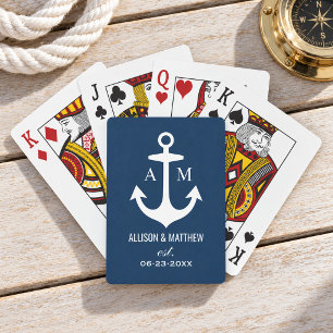 Moderne Meeresanker-Monogramm der Marine Spielkarten