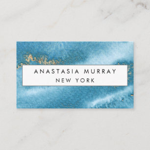 Moderne Meeresblau- und Gold-Glitter-Minimalist-Lu Visitenkarte