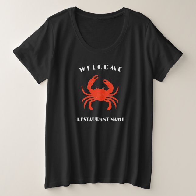 Moderne Meeresfrüchte begrüßen Rote Krebse Gewürze Große Größe T-Shirt (Design vorne)