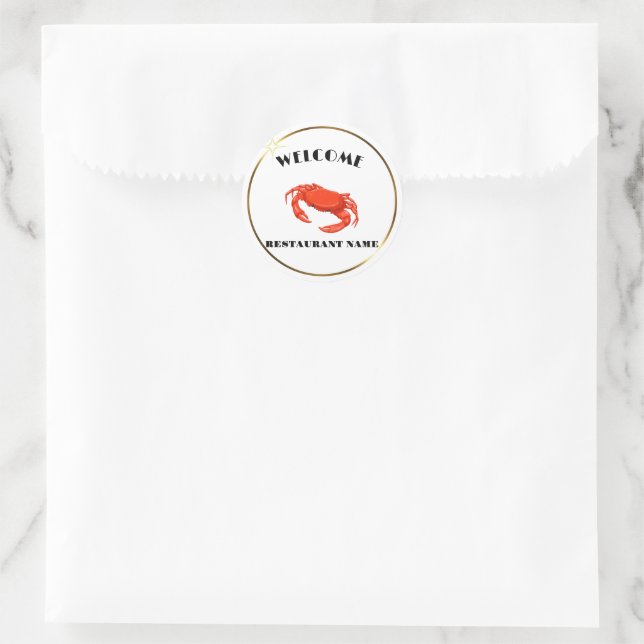 Moderne Meeresfrüchte Willkommen Roter Krebs indiv Runder Aufkleber (Tasche)