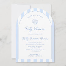 Moderne Meeresmuschel Blau-Weiße Küsten-Baby-Party