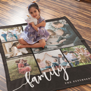 Moderne Mehrfach-Foto-Collage-Familienschrift-Ande Fleecedecke
