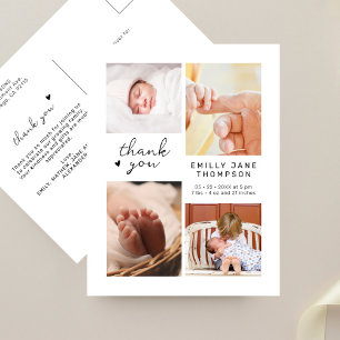 Moderne mehrfache Foto-Dankeskarten für Baby Showe Postkarte