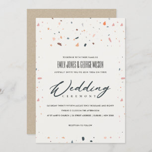 MODERNE MEHRFARBENE TERRAZZO PATTERN WEDING INVITE DANKESKARTE