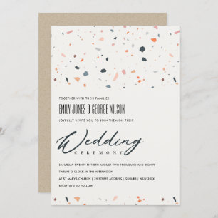 MODERNE MEHRFARBENE TERRAZZO PATTERN WEDING INVITE DANKESKARTE