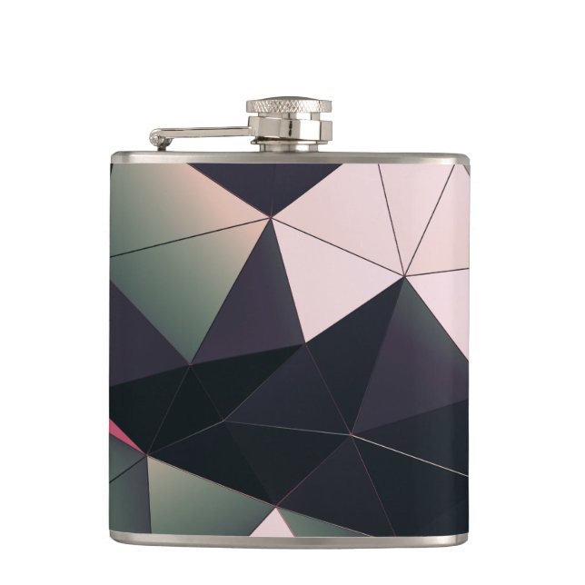 Moderne mehrfarbige Polygons-Bar Flachmann (Vorderseite)