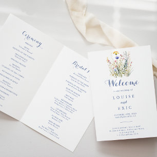 Moderne mehrfarbige Wildblume geklappte Hochzeit Programm