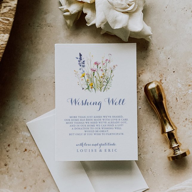 Moderne mehrfarbige Wildblume Hochzeit wünschend g Begleitkarte (Von Creator hochgeladen)