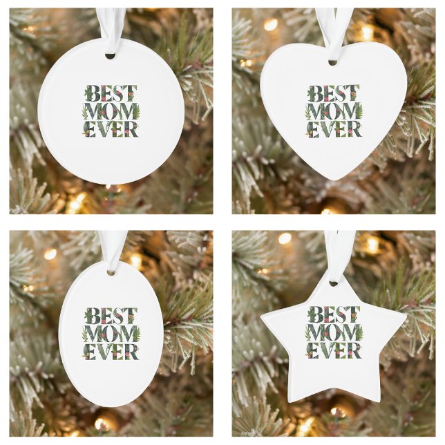 Moderne Meilleure Maman Fleurs Et Plantes verts to (Modern Best Mom Ever Cute Flowers And Green Plants Ornament)