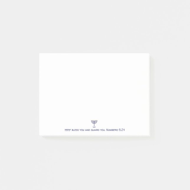 Moderne Menorah Blessing Blue White Gold Graphic Post-it Klebezettel (Vorderseite)