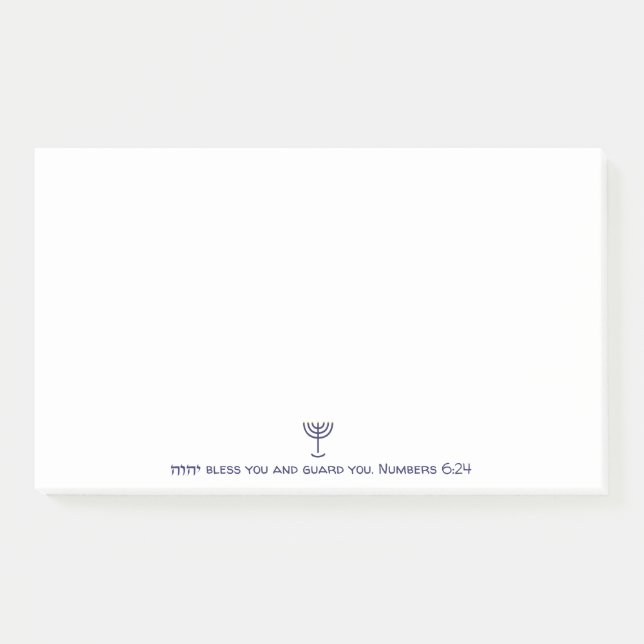 Moderne Menorah Blessing Blue White Gold Graphic Post-it Klebezettel (Vorderseite)