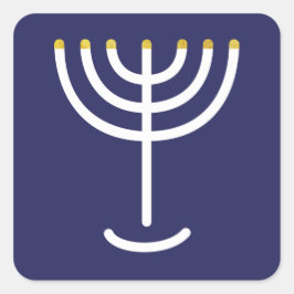 Moderne Menorah White Navy Gold Grafik Quadratischer Aufkleber