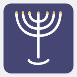 Moderne Menorah White Navy Gold Grafik Quadratischer Aufkleber