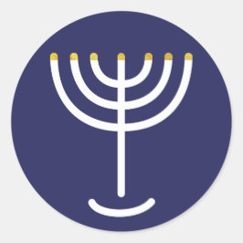 Moderne Menorah White Navy Gold Grafik Runder Aufkleber