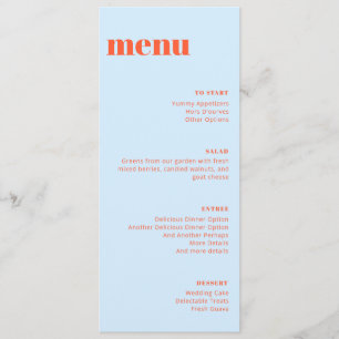 Moderne Menu Grand Modèle de Mariage Bleu Orange G