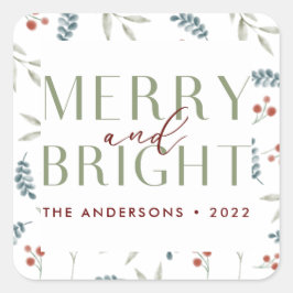 Moderne Merbright Weihnachten Botanische Familie Quadratischer Aufkleber