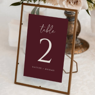 Moderne Merlot-Hochzeit Tischnummer