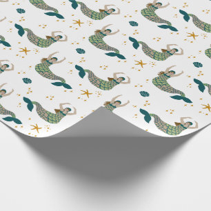 Moderne Mermaid Siren Thema Illustration Print Geschenkpapier